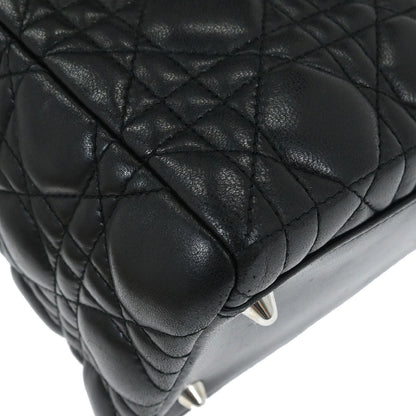 Christian Dior Black Lambskin Medium Lady Dior Cannage 2way Shoulder Handbag