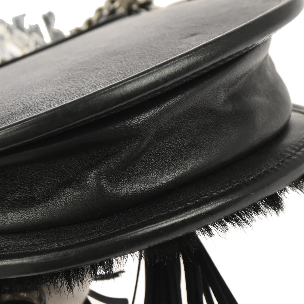 Chanel * Black Pony Hair Paris Edinburgh Saddle Bag Shoulder Bag