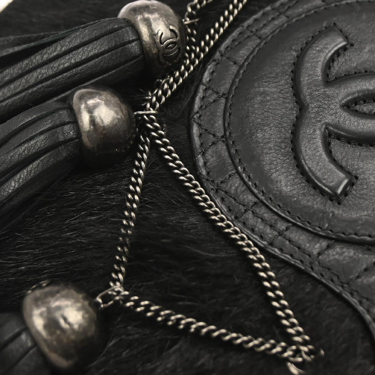 Chanel * Black Pony Hair Paris Edinburgh Saddle Bag Shoulder Bag