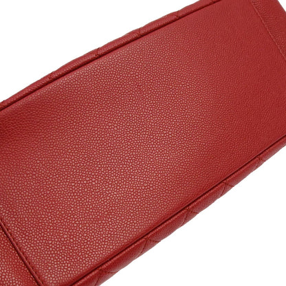Chanel Red Caviar Skin Grand Shopping Tote GST Chain Handbag