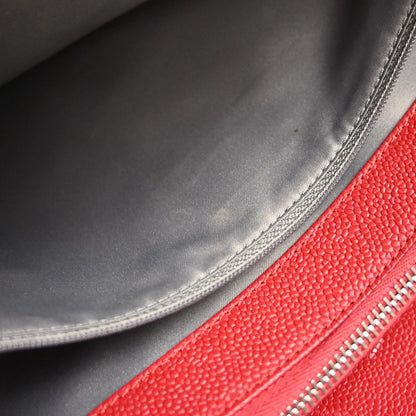 Chanel Red Caviar Skin Grand Shopping Tote GST Chain Handbag