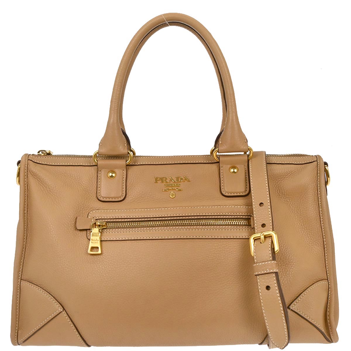 Prada Beige Leather 2way Handbag