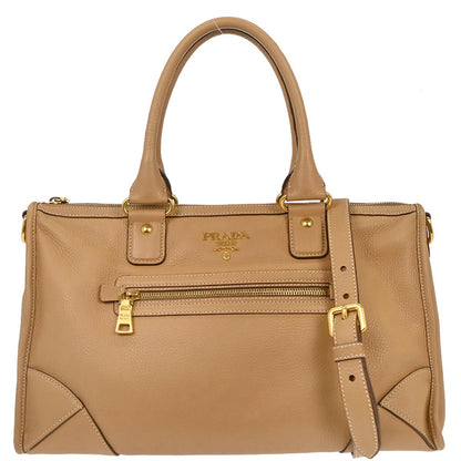 Prada Beige Leather 2way Handbag