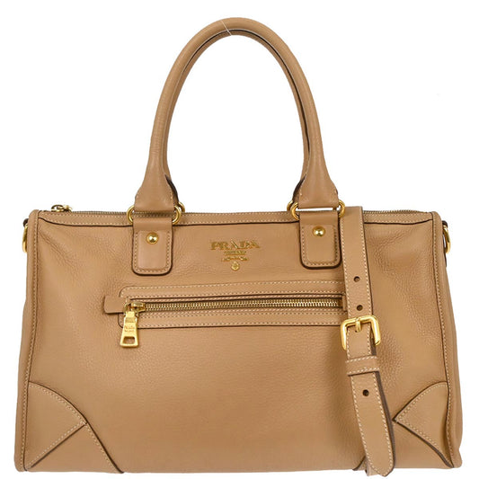 Prada Beige Leather 2way Handbag