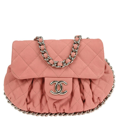 Chanel Pink Calfskin Chain Around Shoulder Bag