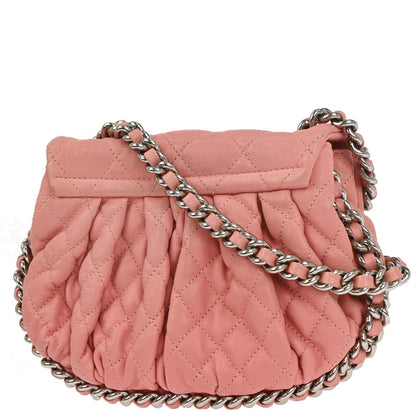 Chanel Pink Calfskin Chain Around Shoulder Bag