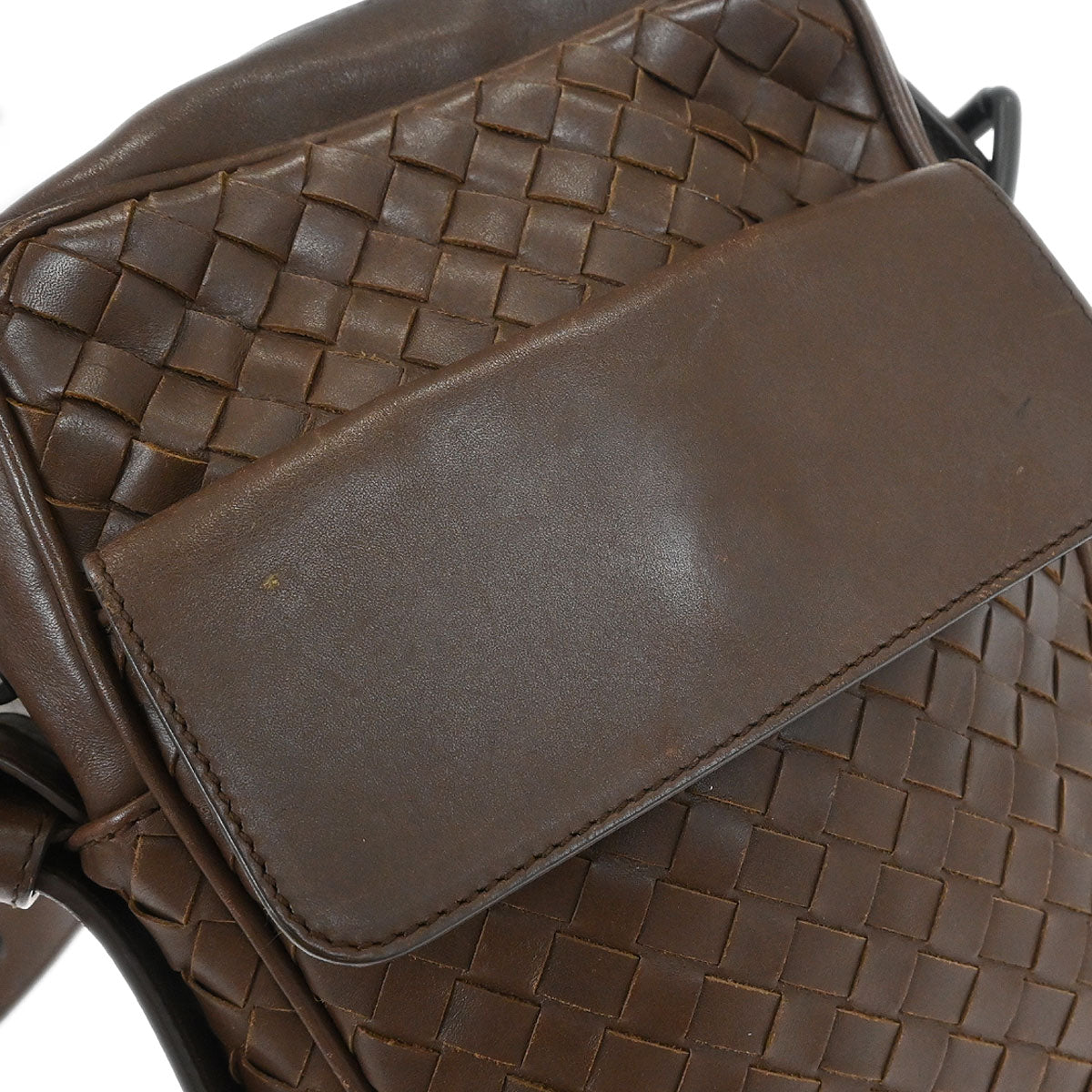 Bottega Veneta Brown Calfskin Intrecciato Shoulder Bag