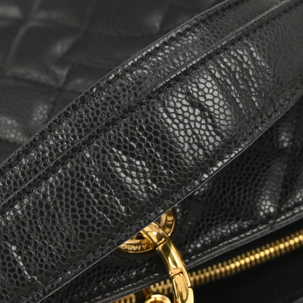 Chanel Black Caviar Skin Grand Shopping Tote GST Chain Handbag
