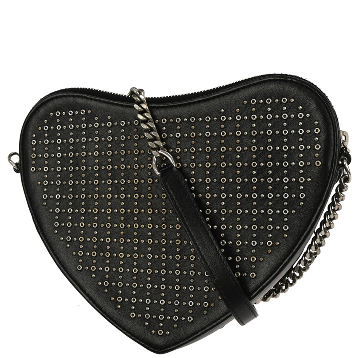 Saint Laurent Black Leather Love Heart Shoulder Bag