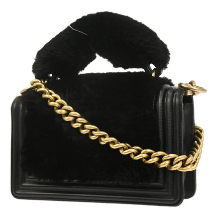 Boy Chanel Black Fur Lambskin Small 2way Shoulder Handbag