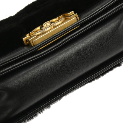 Boy Chanel Black Fur Lambskin Small 2way Shoulder Handbag