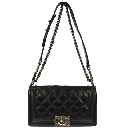 Boy Chanel Black Calfskin Medium Double Stitch Shoulder Bag