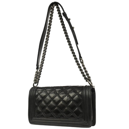Boy Chanel Black Calfskin Medium Double Stitch Shoulder Bag