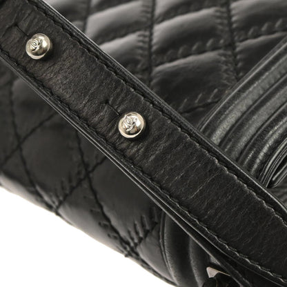 Boy Chanel Black Calfskin Medium Double Stitch Shoulder Bag