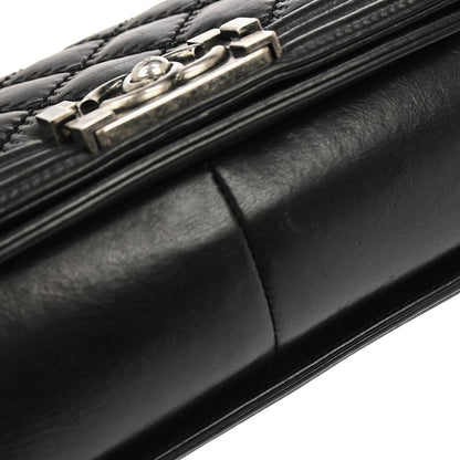 Boy Chanel Black Calfskin Medium Double Stitch Shoulder Bag