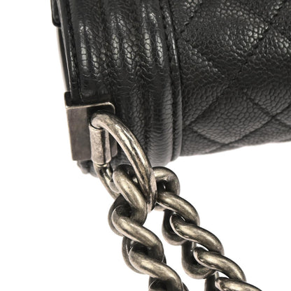 Boy Chanel Black Caviar Skin Medium Chain Shoulder Bag