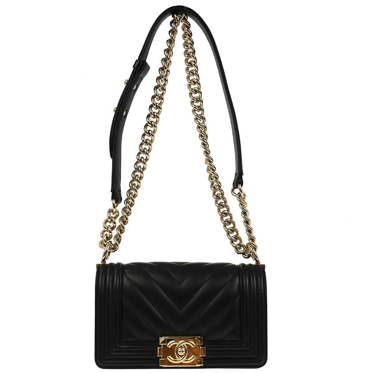 Boy Chanel Black Lambskin Small Chain Shoulder Bag
