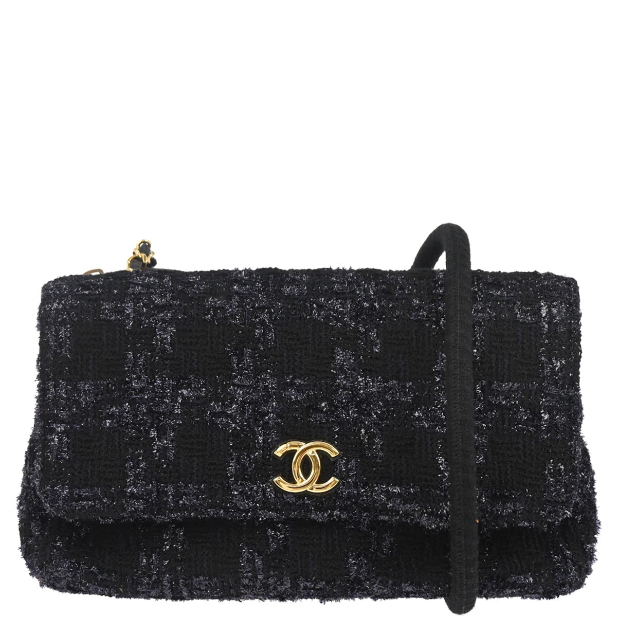 Chanel Black Tweed Double Sided Shoulder Bag