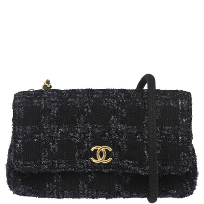 Chanel Black Tweed Double Sided Shoulder Bag