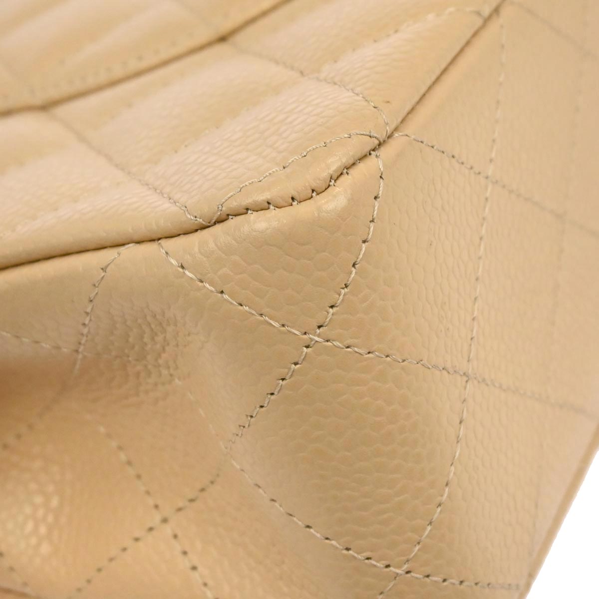 Chanel Beige Caviar Skin Medium Classic Double Flap Shoulder Bag