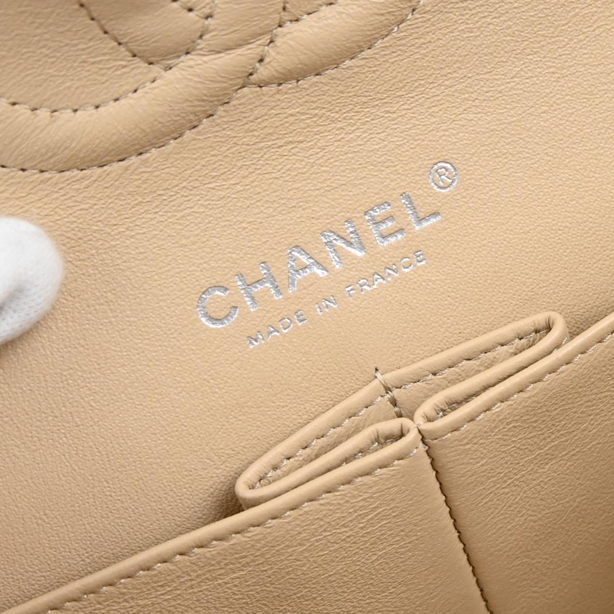 Chanel Beige Caviar Skin Medium Classic Double Flap Shoulder Bag