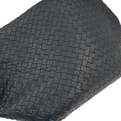 Bottega Veneta Navy Calfskin Intrecciato Shoulder Bag