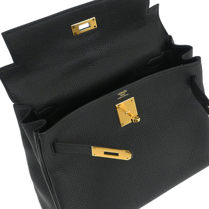 Hermes Black Togo Kelly 28 Retourne 2way Shoulder Handbag