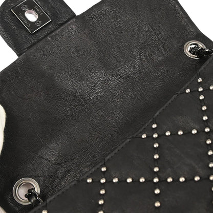 Chanel Black Calfskin Studded Single Flap Shoulder Bag