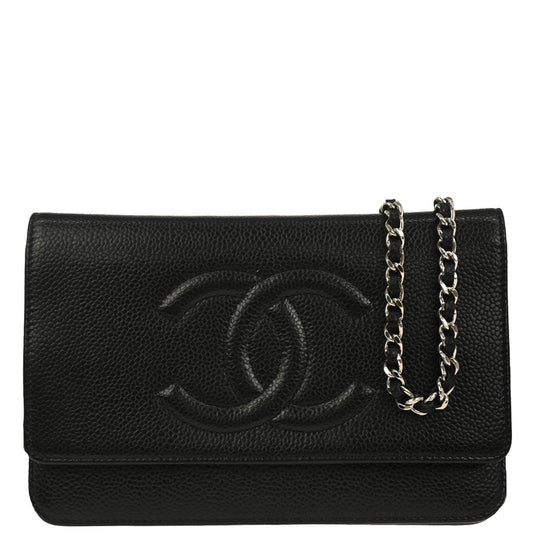 Chanel Black Caviar Skin Timeless WOC Wallet on Chain Bag