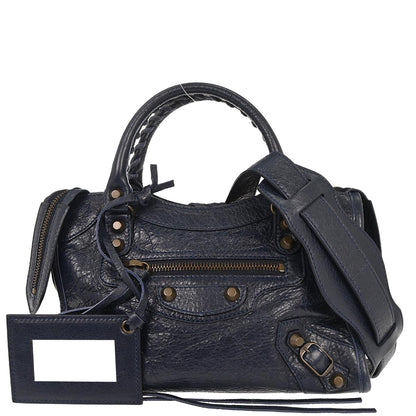 Balenciaga Navy Classic Mini City 2way Shoulder Handbag