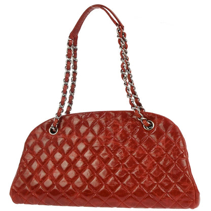 Chanel Red Patent Leather Medium Mademoiselle Bowling Bag