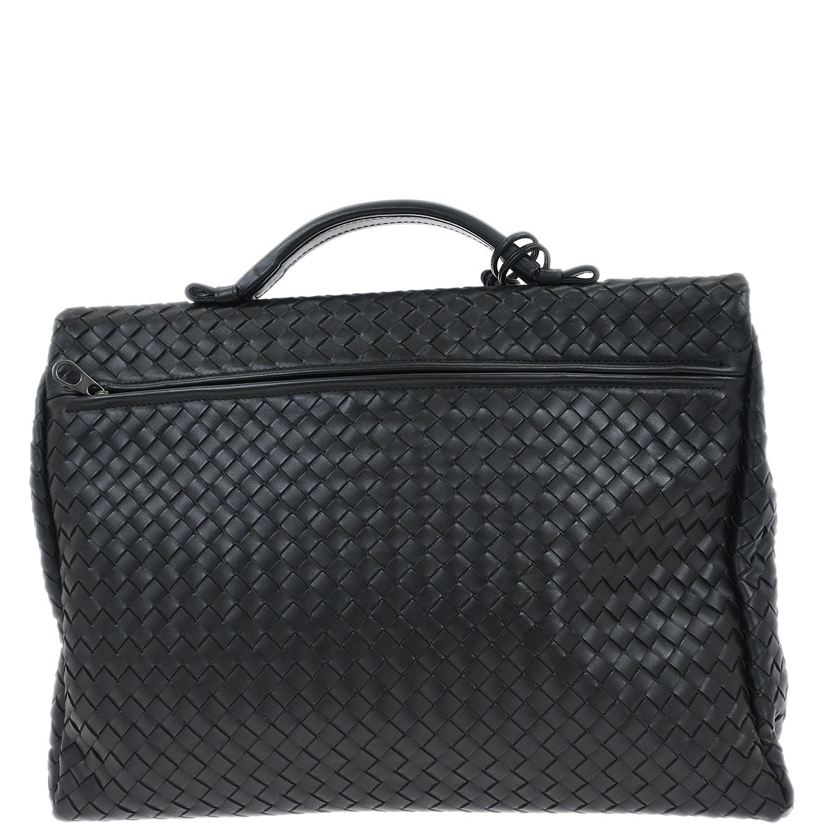 Bottega Veneta Black Calfskin Intrecciato Briefcase Handbag