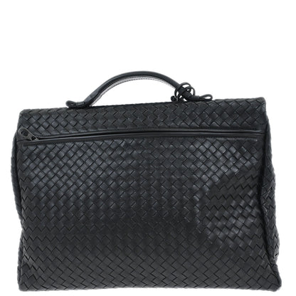 Bottega Veneta Black Calfskin Intrecciato Briefcase Handbag