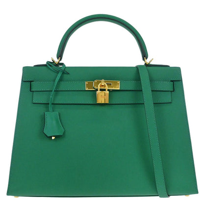 Hermes Vert Vertigo Epsom Kelly 32 Sellier 2way Shoulder Handbag