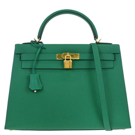 Hermes Vert Vertigo Epsom Kelly 32 Sellier 2way Shoulder Handbag