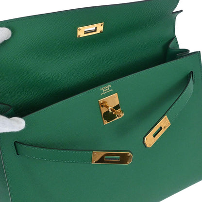 Hermes Vert Vertigo Epsom Kelly 32 Sellier 2way Shoulder Handbag