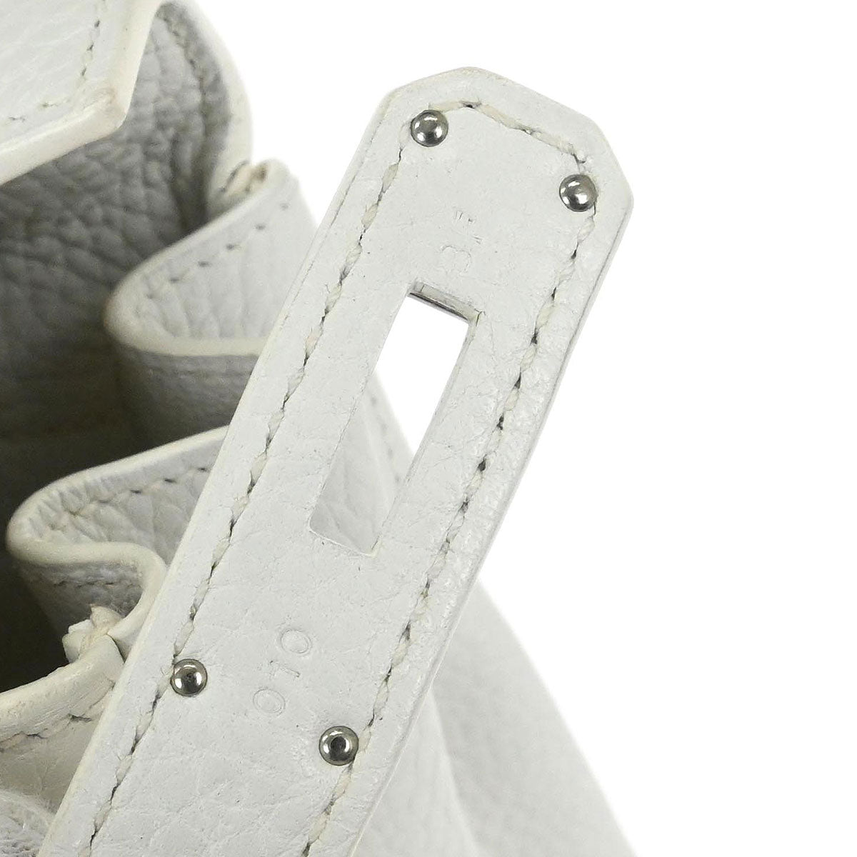 Hermes White Taurillon Clemence Kelly 28 Retourne 2way Shoulder Handbag