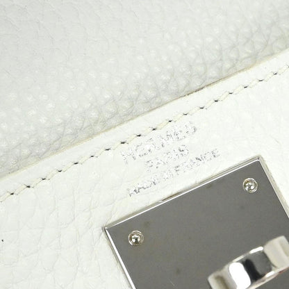 Hermes White Taurillon Clemence Kelly 28 Retourne 2way Shoulder Handbag