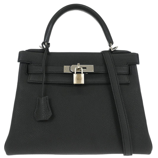 Hermes Black Togo Kelly 28 Retourne 2way Shoulder Handbag