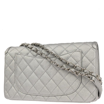 Chanel Silver Caviar Skin CC Filigree Flap Bag Shoulder Bag