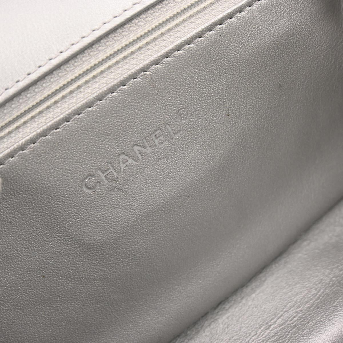 Chanel Silver Caviar Skin CC Filigree Flap Bag Shoulder Bag