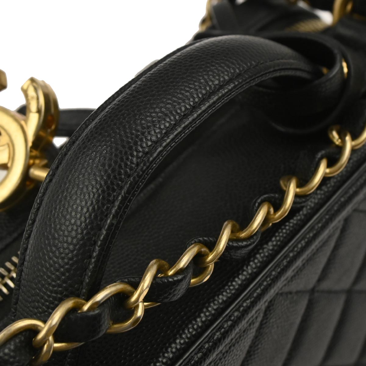 Chanel 2019 Black Caviar CC Filigree 2way Vanity Shoulder Handbag