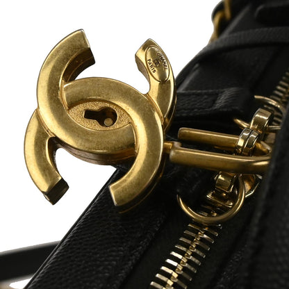 Chanel 2019 Black Caviar CC Filigree 2way Vanity Shoulder Handbag