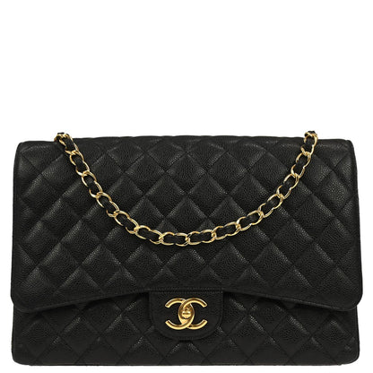 Chanel Black Caviar Skin Classic Double Flap Shoulder Bag