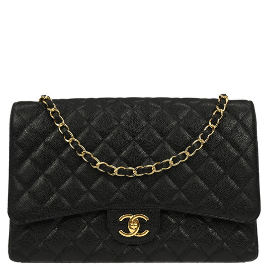 Chanel Black Caviar Skin Classic Double Flap Shoulder Bag