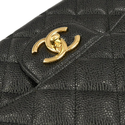 Chanel Black Caviar Skin Classic Double Flap Shoulder Bag