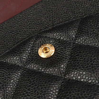 Chanel Black Caviar Skin Classic Double Flap Shoulder Bag
