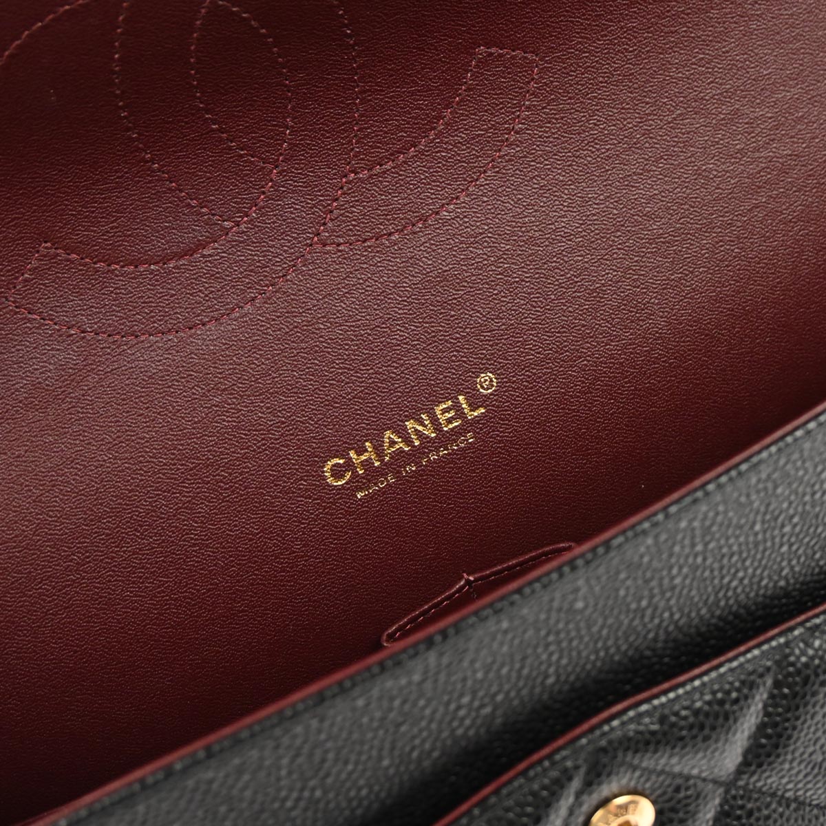 Chanel Black Caviar Skin Classic Double Flap Shoulder Bag