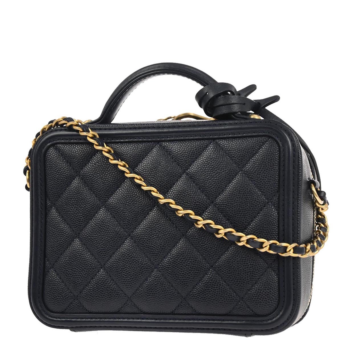 Chanel Navy Caviar CC Filigree 2way Vanity Shoulder Handbag