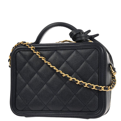 Chanel Navy Caviar CC Filigree 2way Vanity Shoulder Handbag